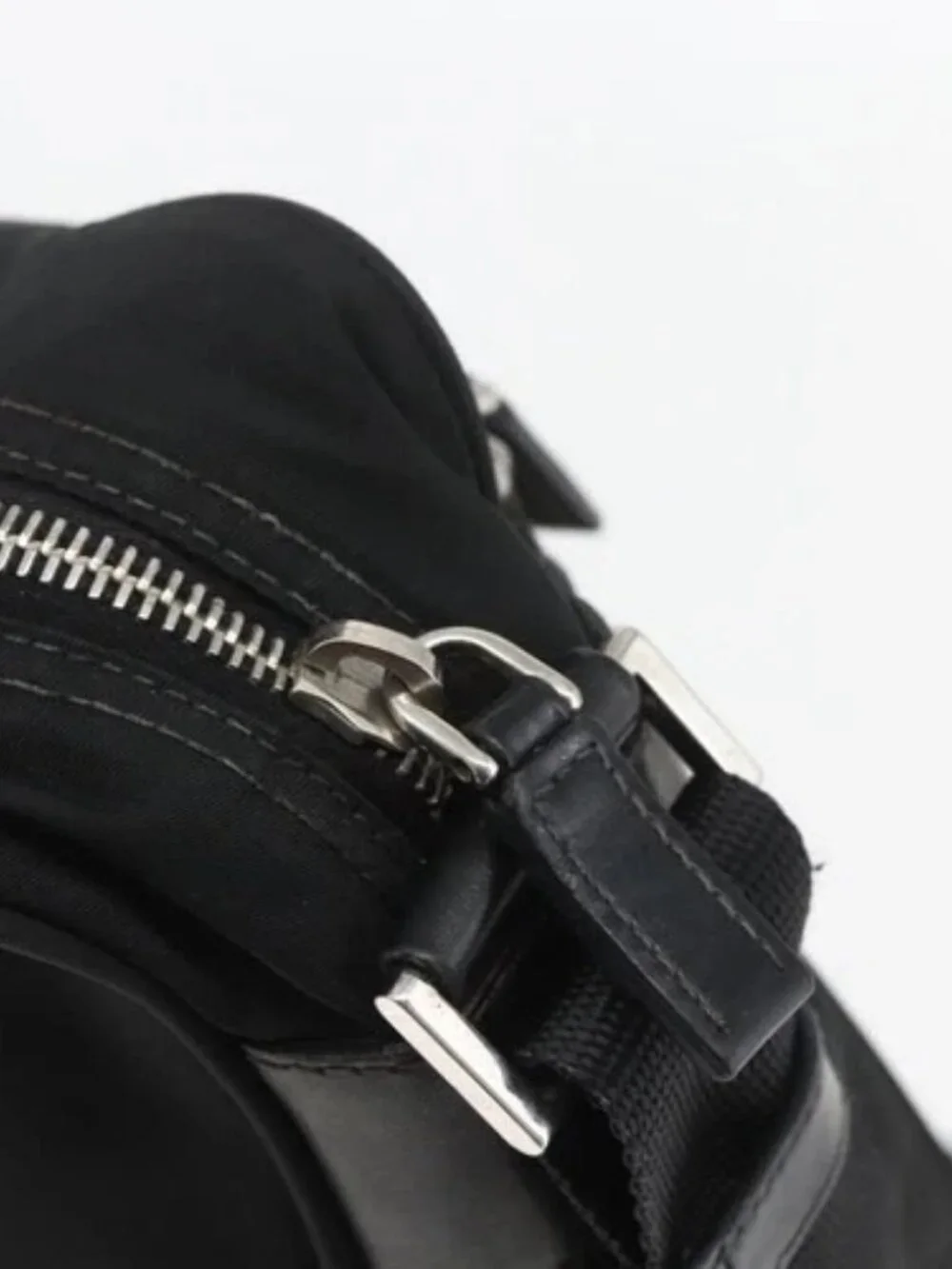 PRADA Shoulder Bag Nylon Black Silver Auth 165034 - Picture 8 of 16